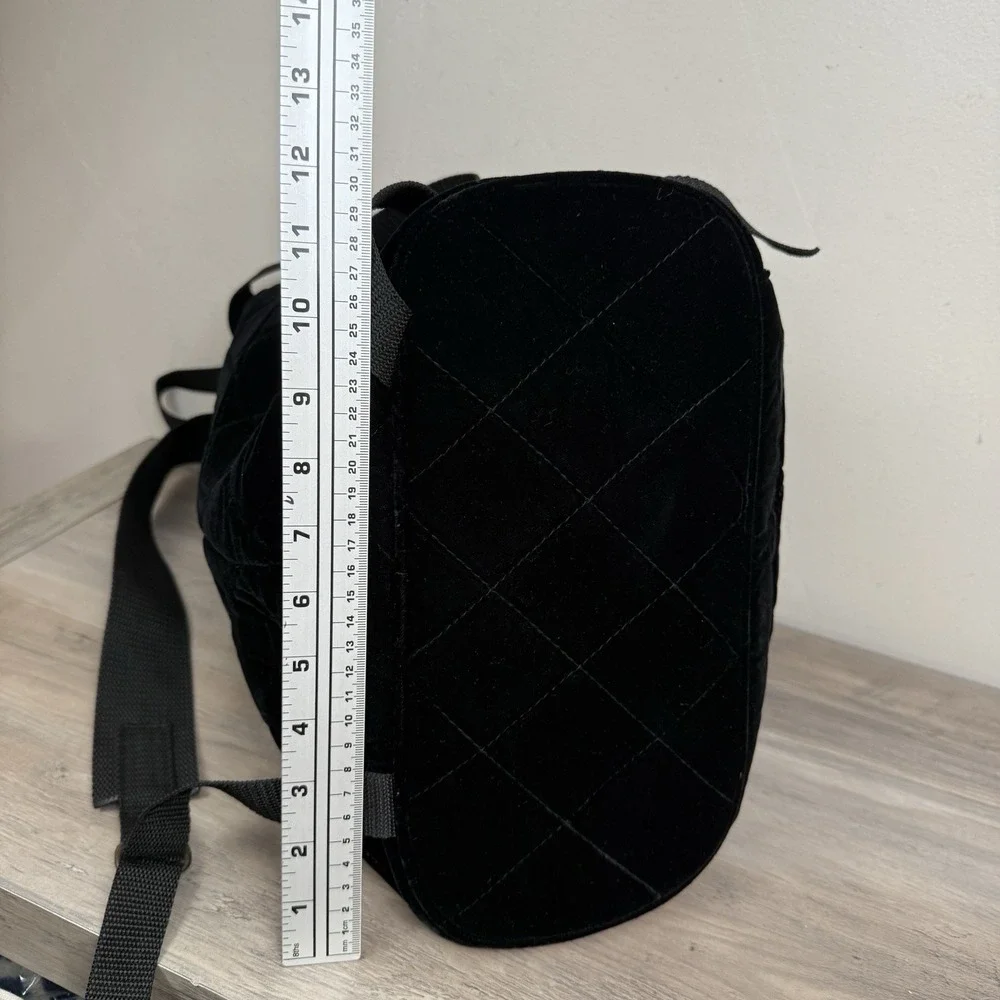 Vtg Banana Republic Backpack‎ Velvet Black Preppy Minimalist 90s Quilted NOS